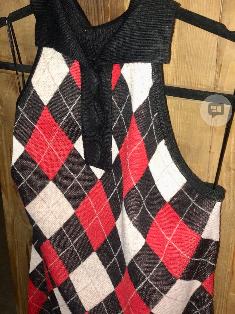 G by Guess Black Sweater Vest with Red Accents